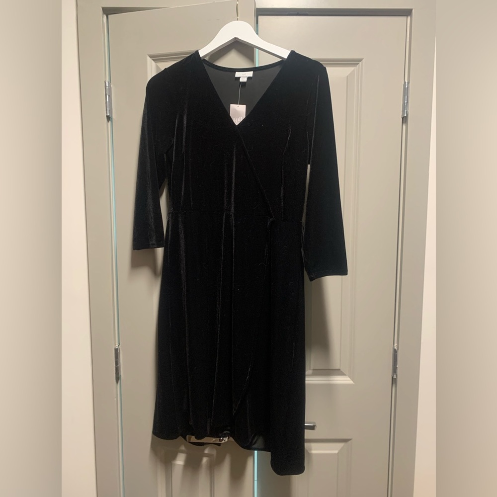 Black velvet dress.